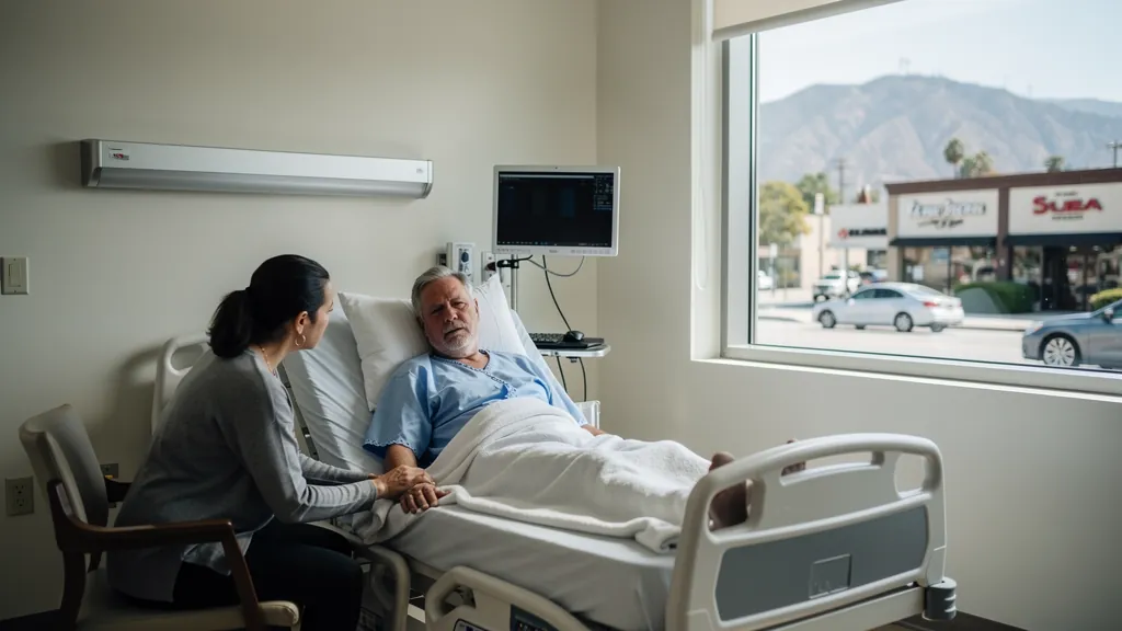 Patient recovering in the hospital with family nearby in Burbank