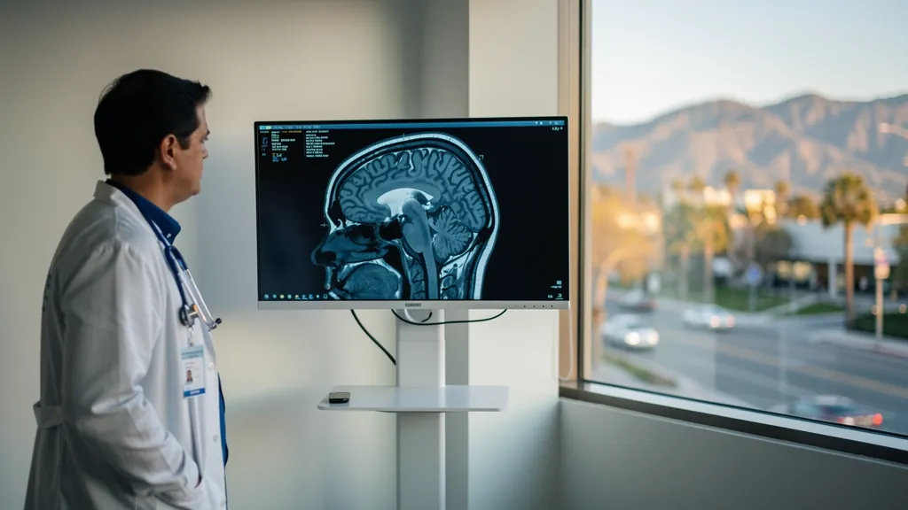 Doctor reviewing a brain MRI after a crash in Glendale