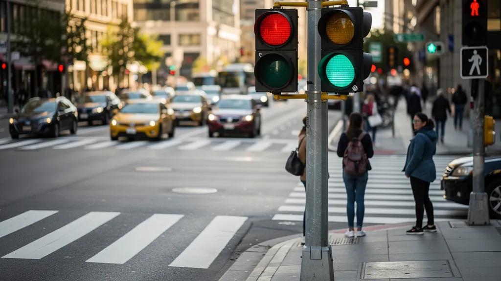 Traffic signal at a busy intersection