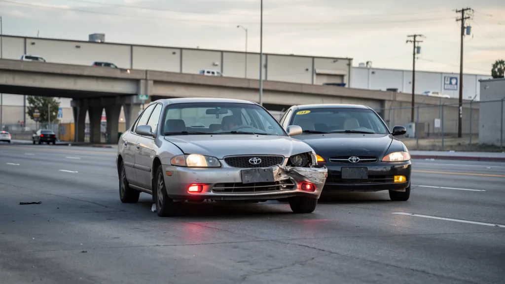 Cars stopped after a rear-end collision in Carson