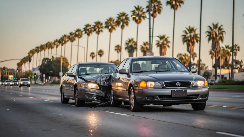 Cars stopped after a rear-end collision in Torrance