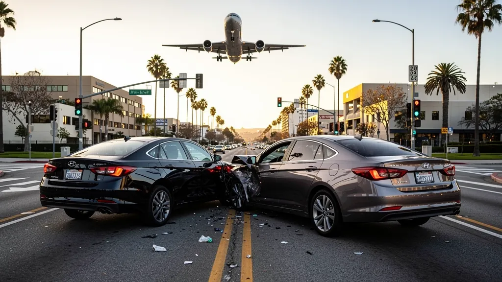 Cars stopped after a rear-end collision in Westchester