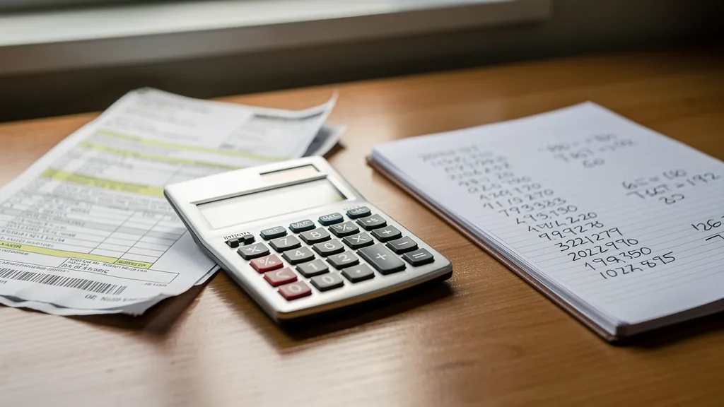 Calculator and medical bills for a settlement estimate