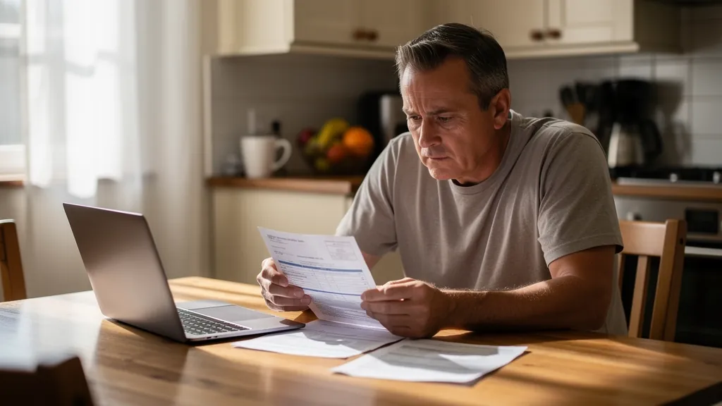 Driver reviewing a car insurance renewal after a crash