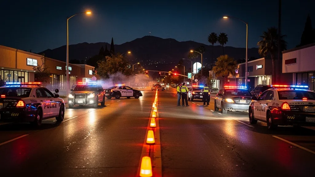 Police DUI checkpoint at night in Glendale