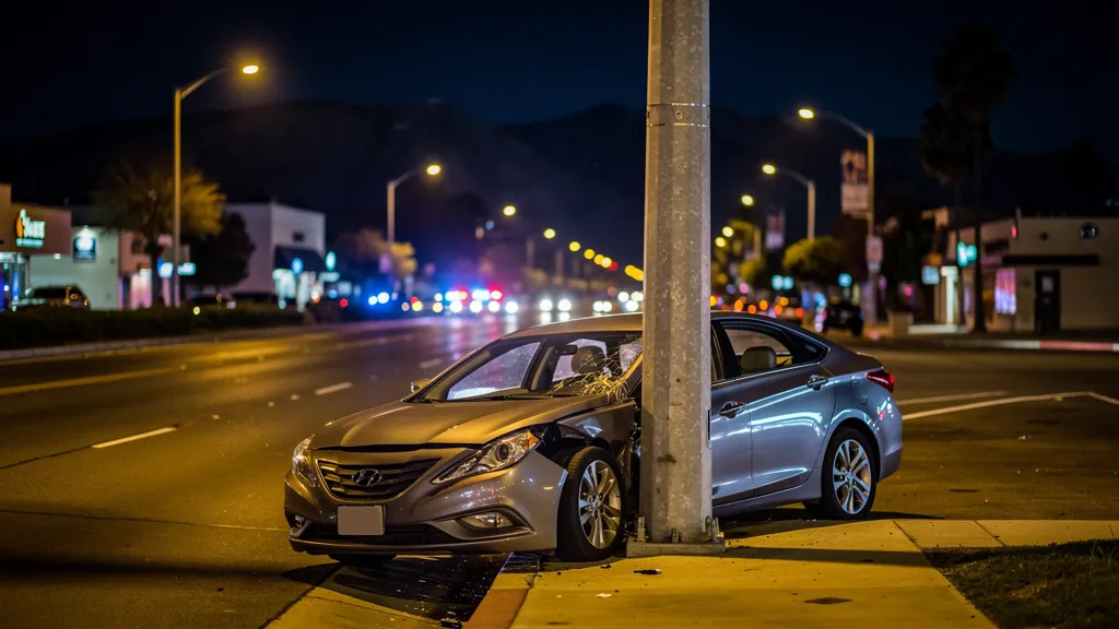 Car crashed into a pole after a drunk-driving collision in Glendale