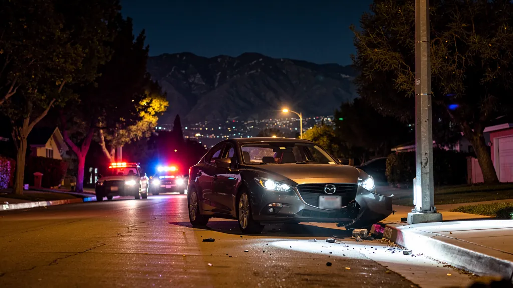 Car crashed into a pole after a drunk-driving collision in Pasadena