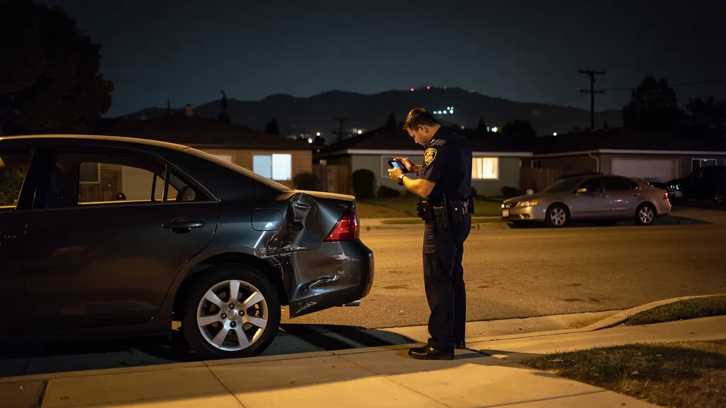 Police officer documenting a hit-and-run in Burbank