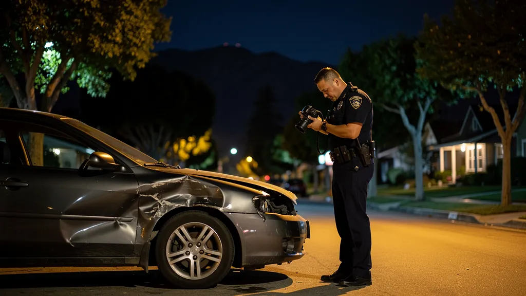 Police officer documenting a hit-and-run in Pasadena