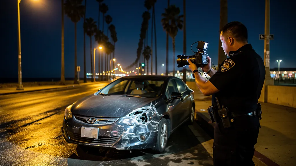Police officer documenting a hit-and-run in Santa Monica