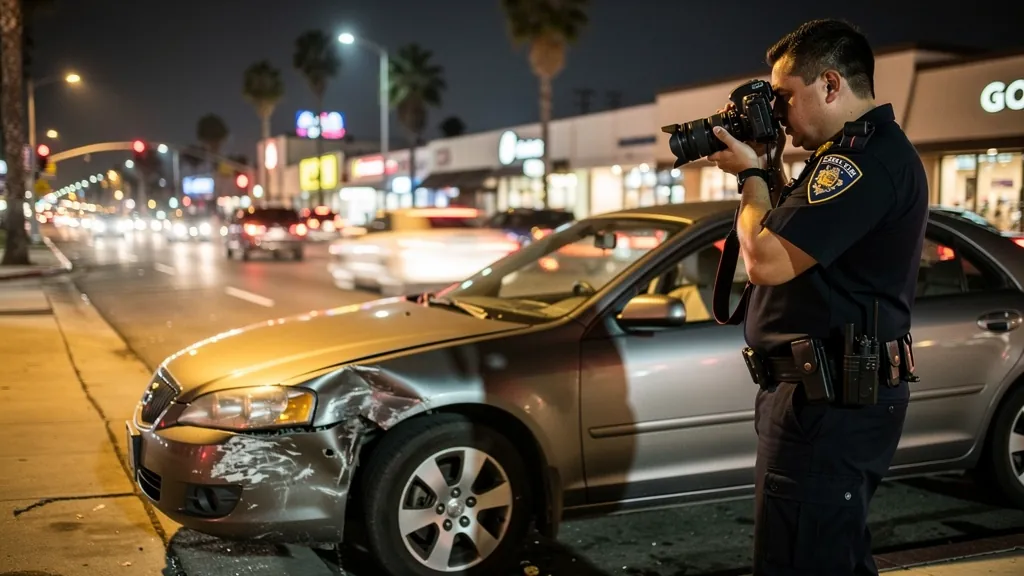 Police officer documenting a hit-and-run in Sherman Oaks