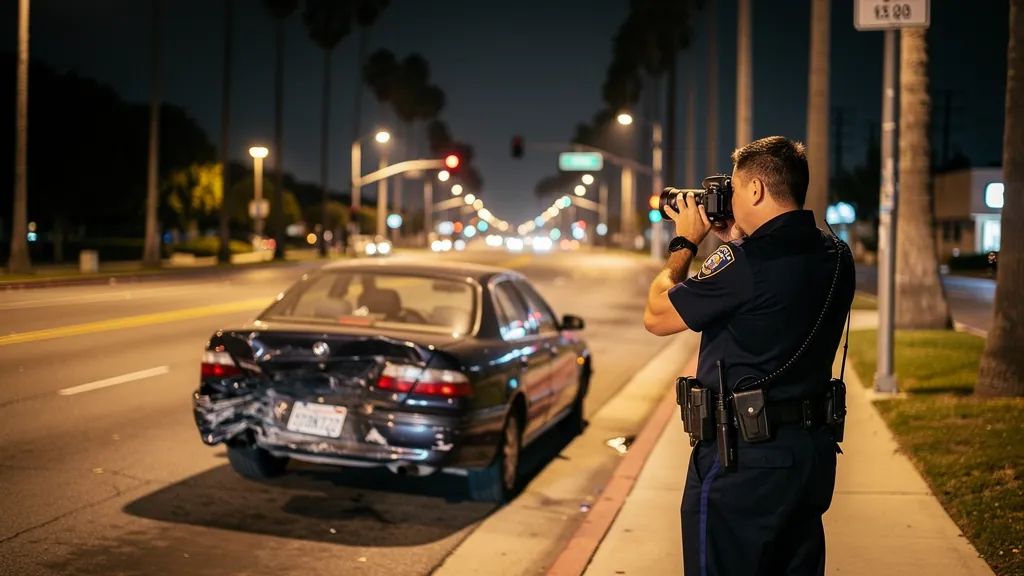 Police officer documenting a hit-and-run in Torrance