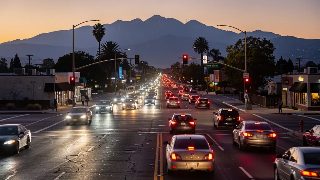 Traffic at a busy intersection in Altadena