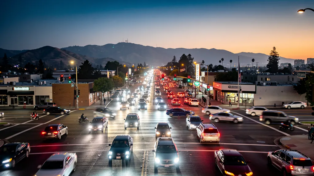 Traffic at a busy intersection in Burbank