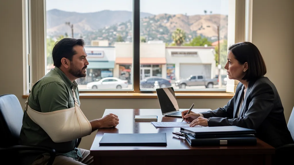 Injured client meeting with an attorney in Burbank