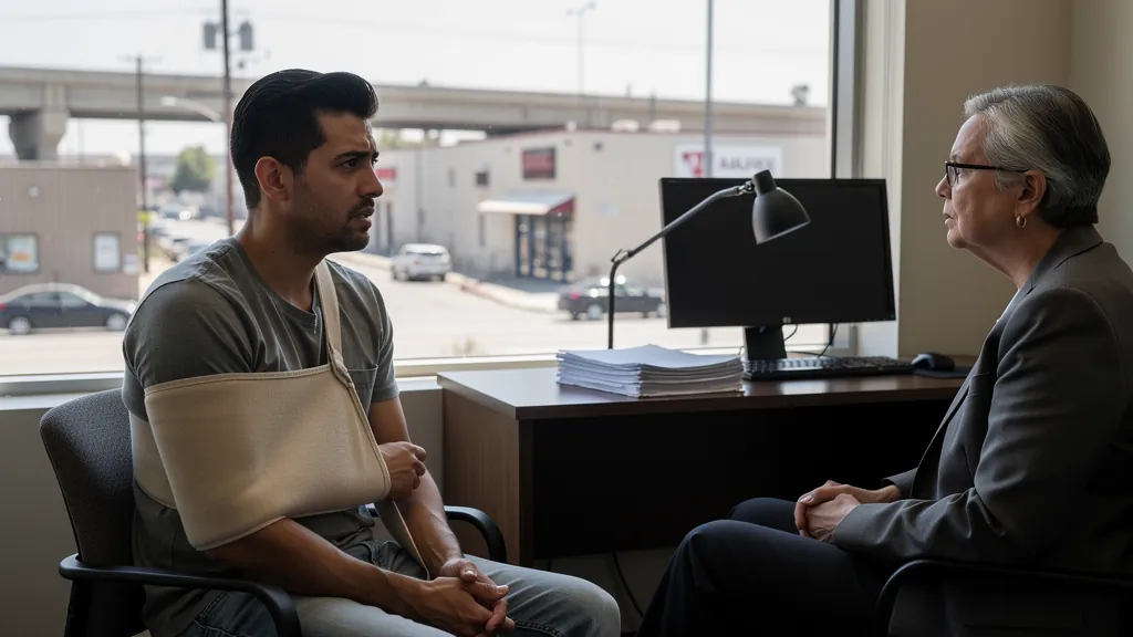 Injured client meeting with an attorney in Carson