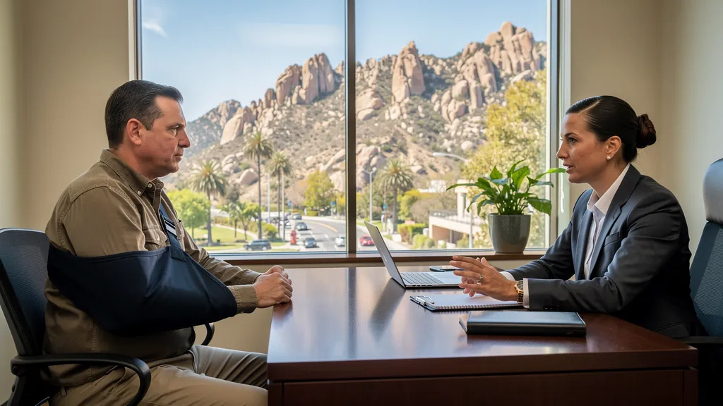 Injured client meeting with an attorney in Chatsworth