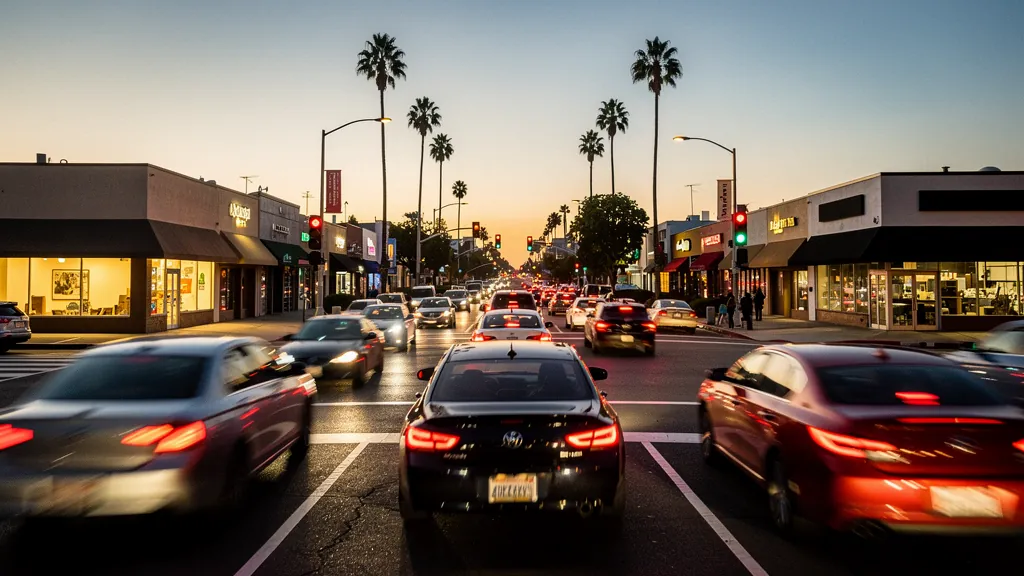 Traffic at a busy intersection in Culver City