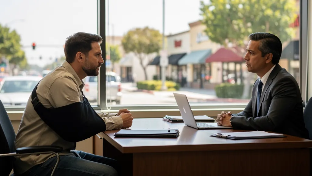 Injured client meeting with an attorney in Downey