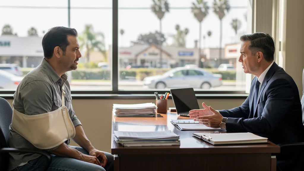 Injured client meeting with an attorney in El Monte
