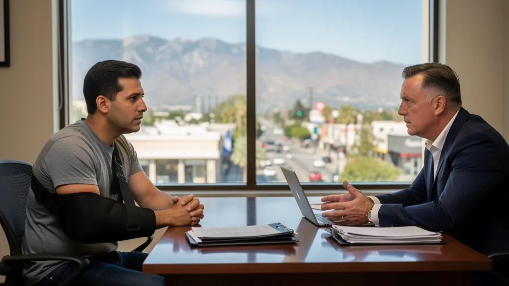 Injured client meeting with an attorney in Encino