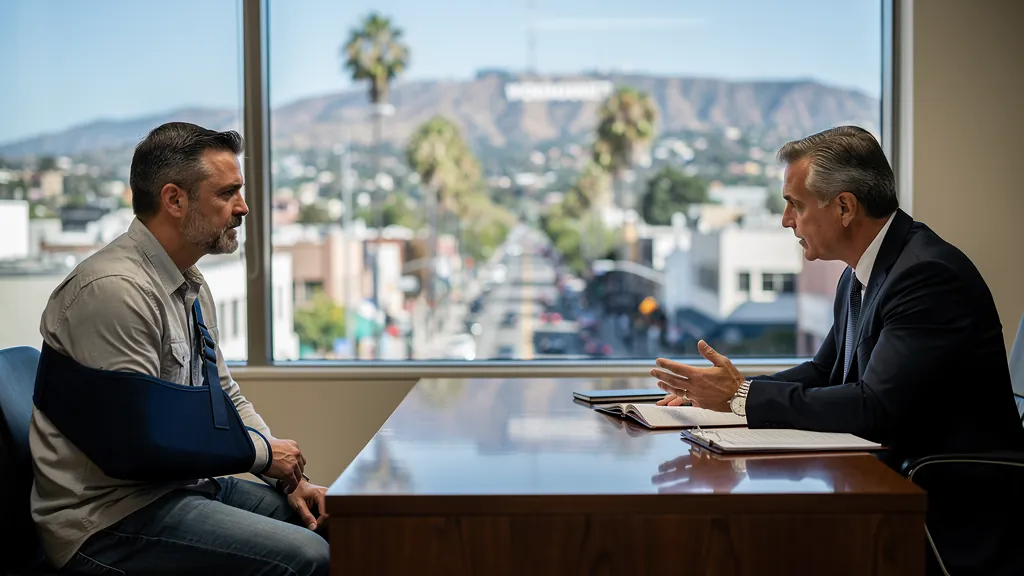 Injured client meeting with an attorney in Hollywood