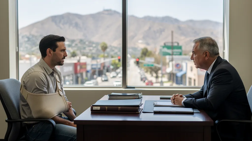 Injured client meeting with an attorney in North Hollywood