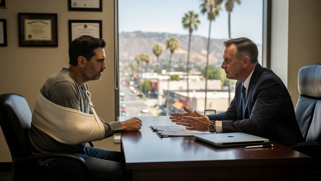 Injured client meeting with an attorney in Northridge