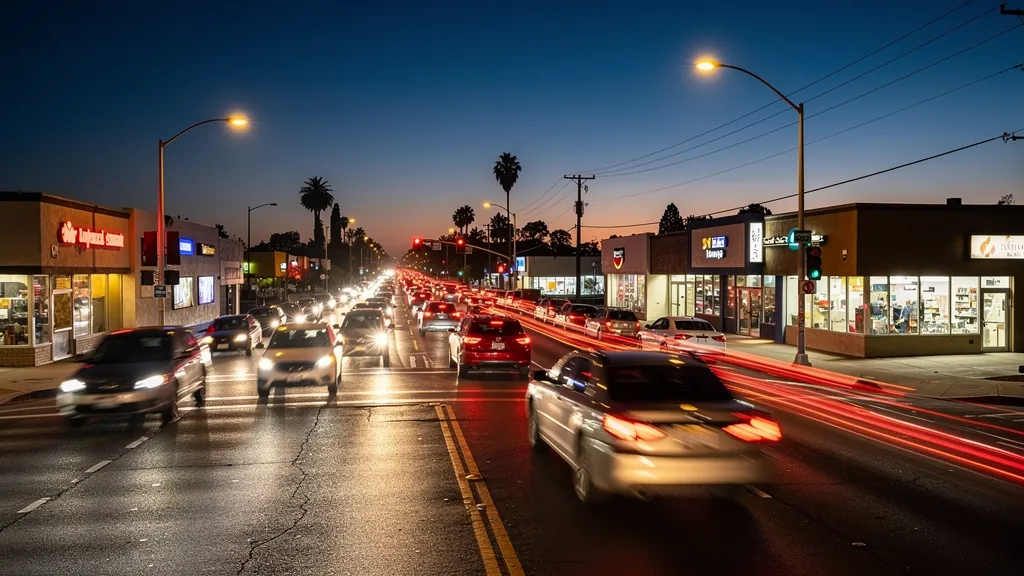 Traffic at a busy intersection in Reseda