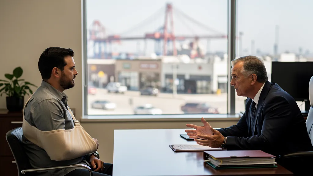 Injured client meeting with an attorney in San Pedro
