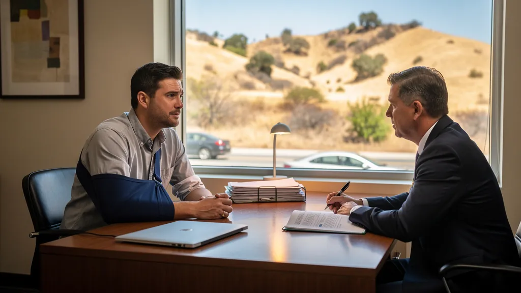 Injured client meeting with an attorney in Santa Clarita