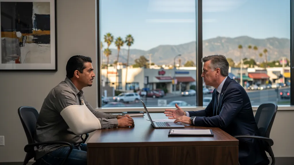 Injured client meeting with an attorney in Tarzana