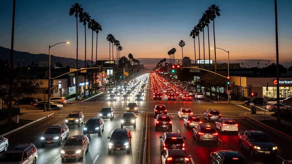 Traffic at a busy intersection in Torrance