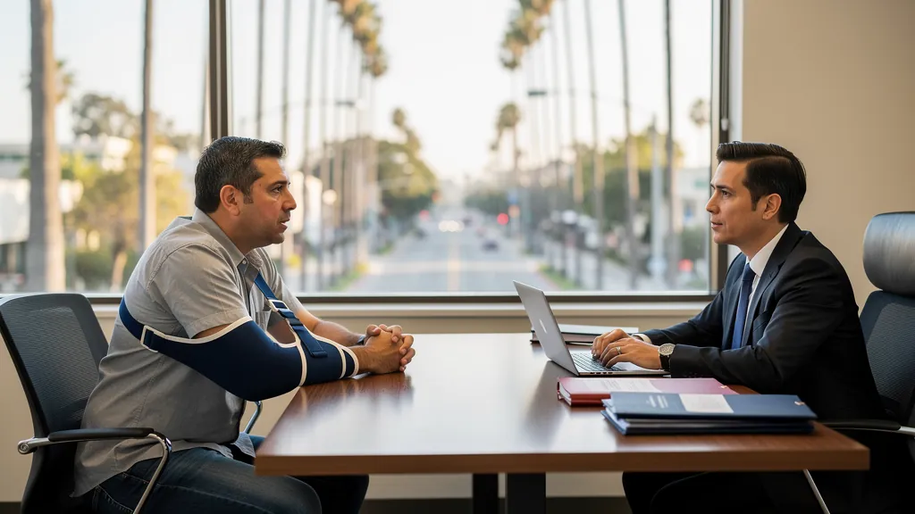 Injured client meeting with an attorney in Torrance