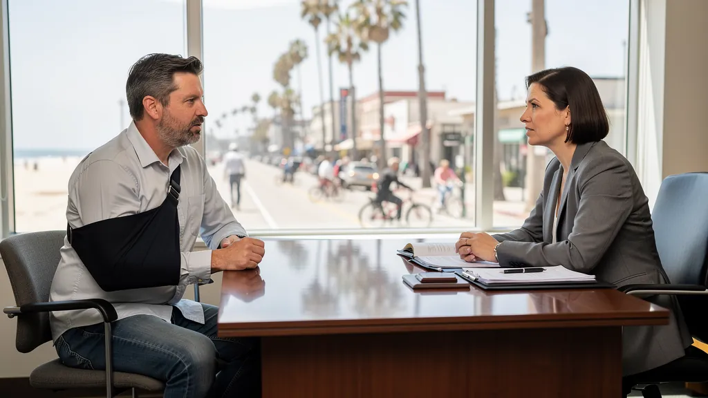 Injured client meeting with an attorney in Venice