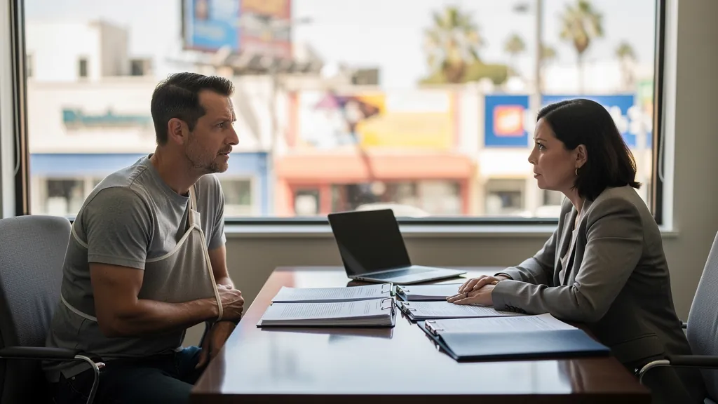 Injured client meeting with an attorney in West Hollywood