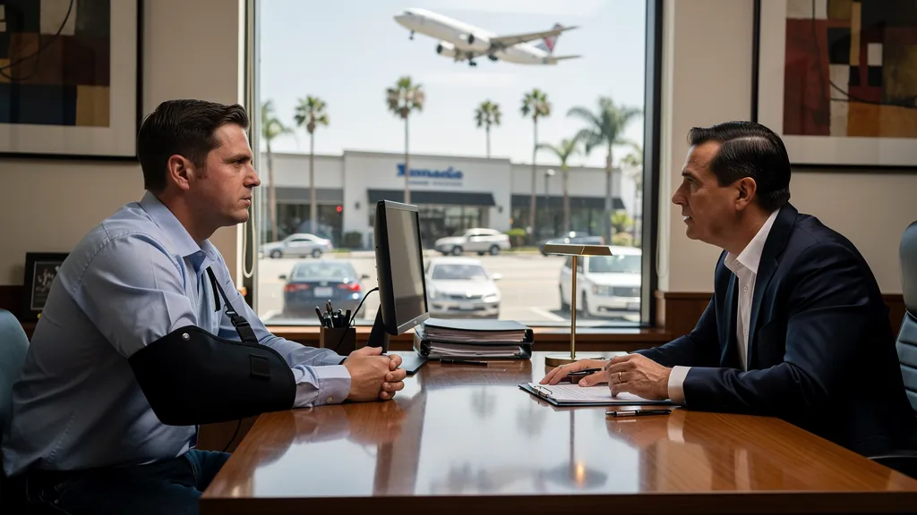 Injured client meeting with an attorney in Westchester