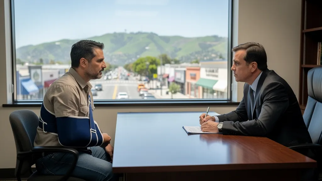 Injured client meeting with an attorney in Whittier
