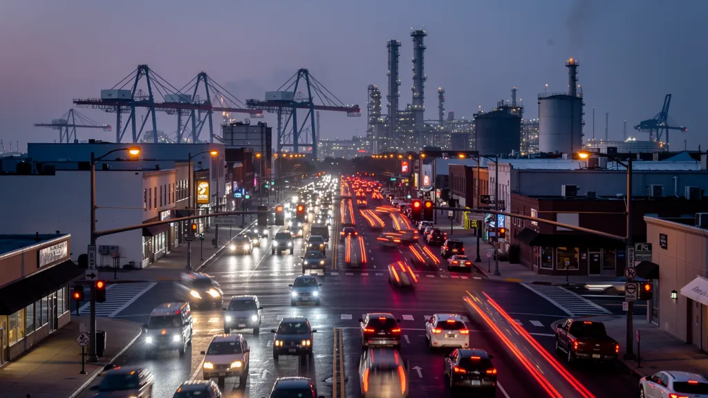 Traffic at a busy intersection in Wilmington