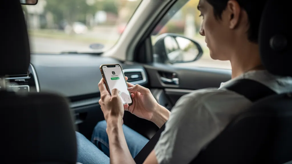 Passenger checking a ride app