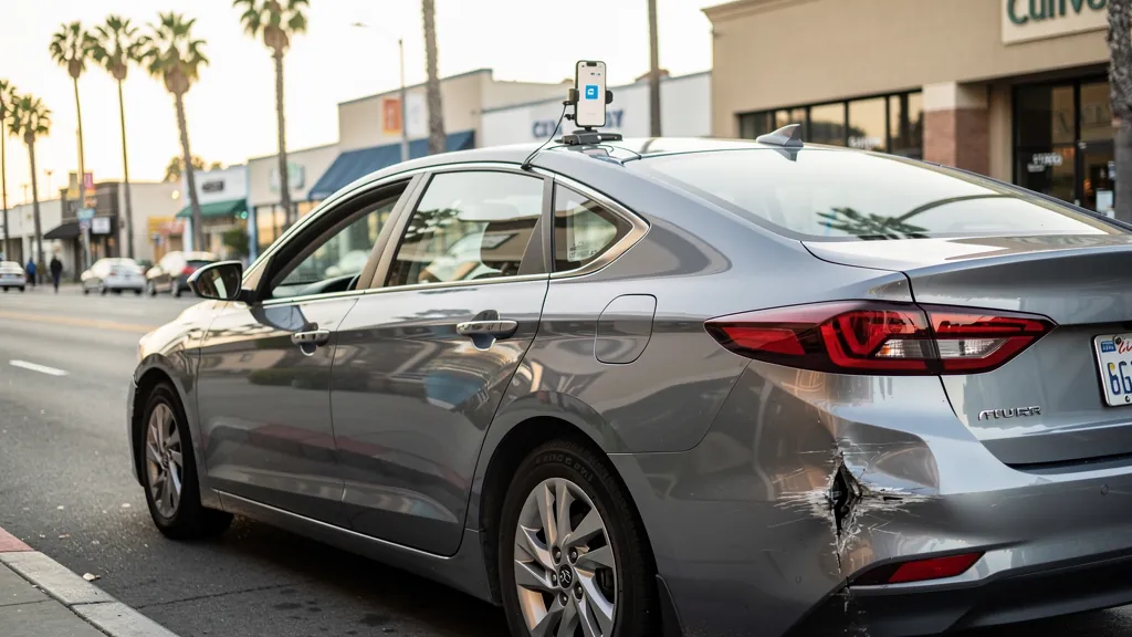 Rideshare car with rear-end damage in Culver City