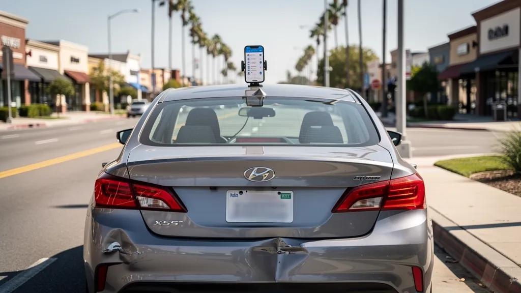 Rideshare car with rear-end damage in Downey