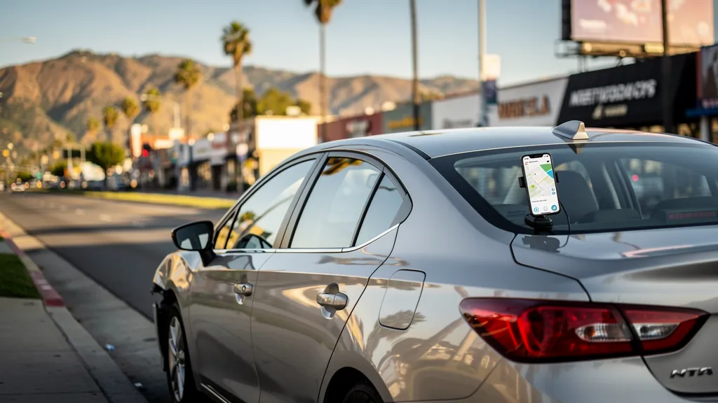 Rideshare car with rear-end damage in Encino