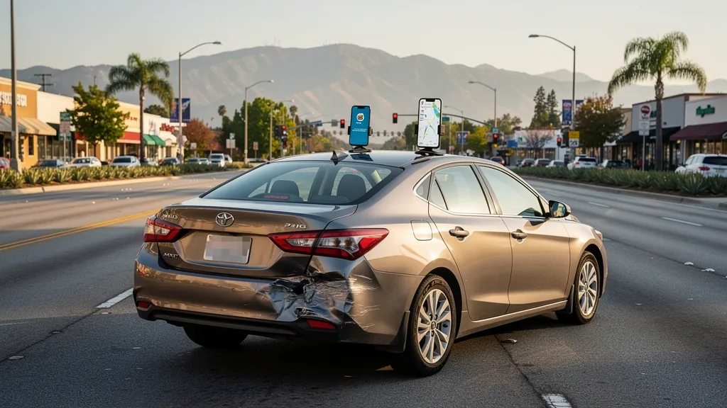 Rideshare car with rear-end damage in Glendale