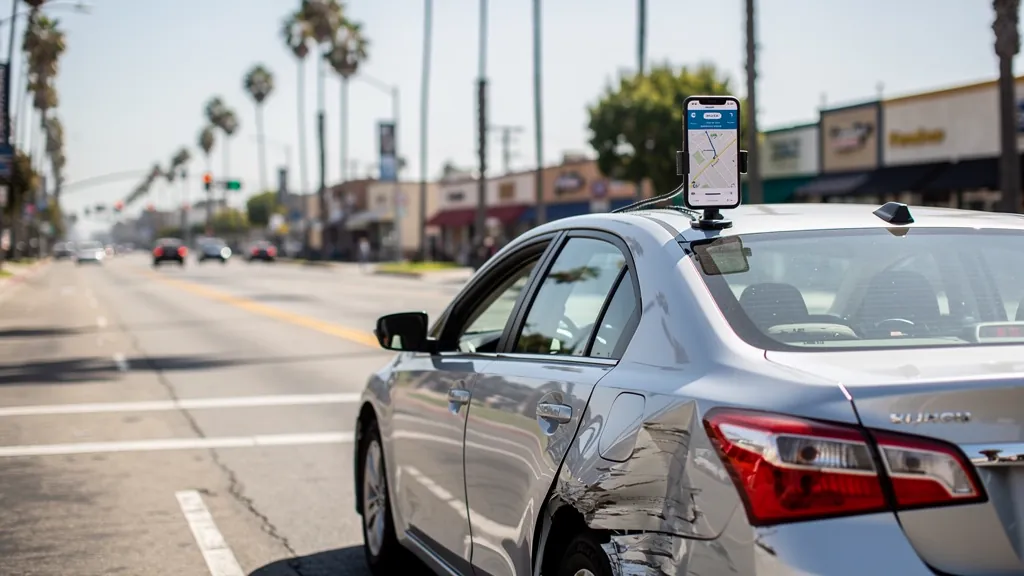 Rideshare car with rear-end damage in Inglewood