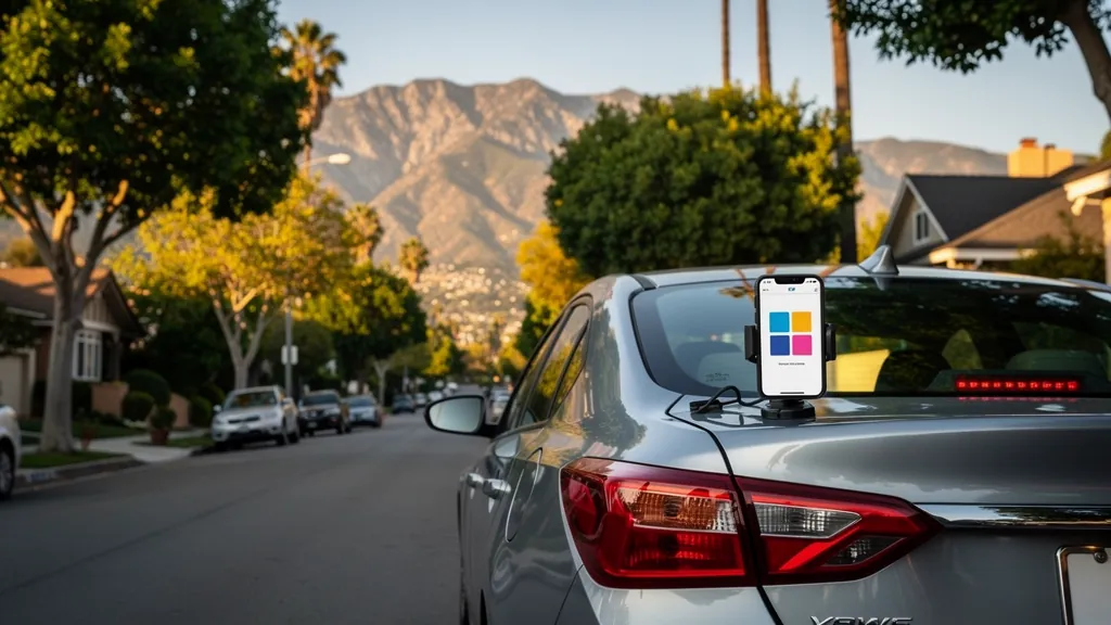 Rideshare car with rear-end damage in Pasadena