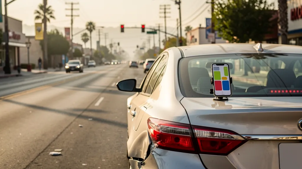 Rideshare car with rear-end damage in Van Nuys