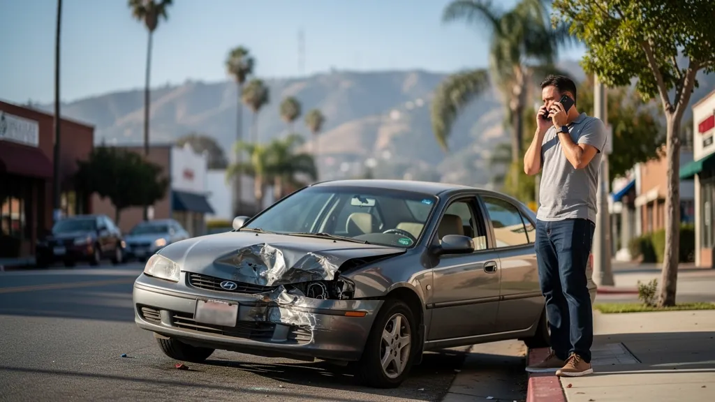 Driver calling an insurer after a crash with an uninsured driver in Burbank