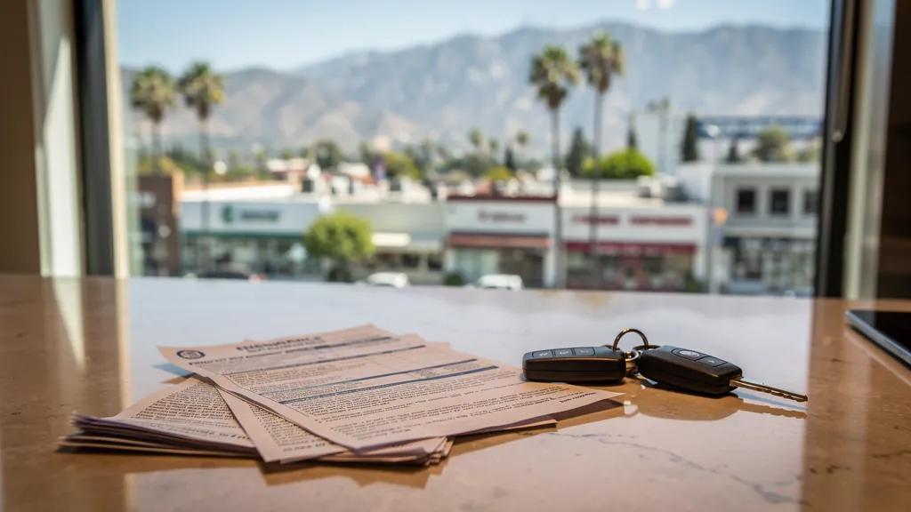 Auto insurance policy and claim paperwork in Encino
