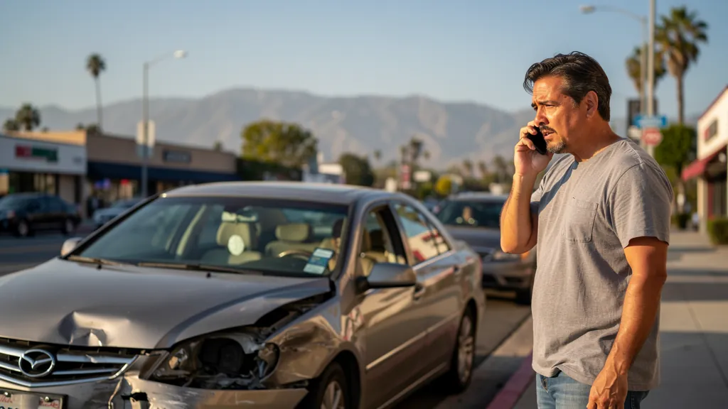 Driver calling an insurer after a crash with an uninsured driver in Glendale